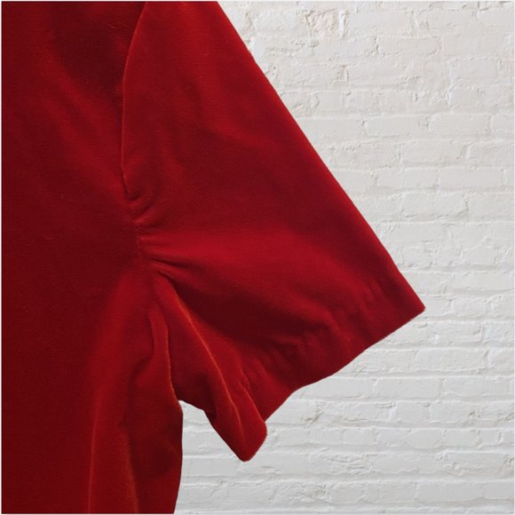 MY MICHELLE -- Red Velvet Dress, Short Sleeved, Knee Length, Christmas - Picture 6 of 11